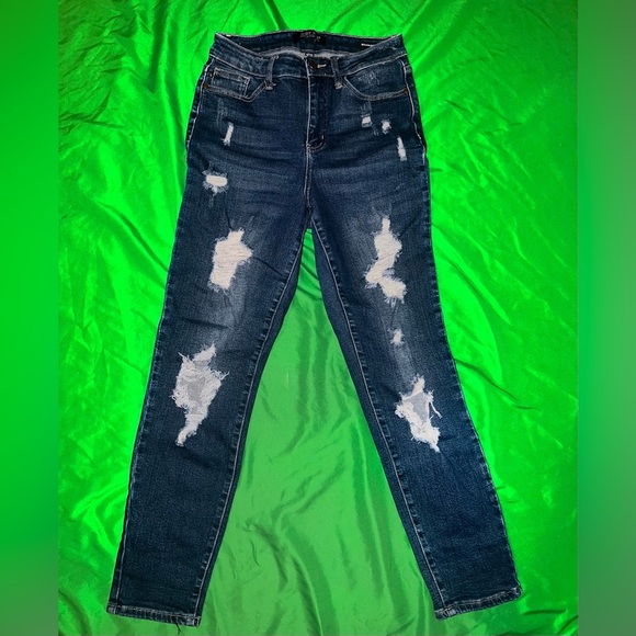 Judy Blue Skinny Distressed Blue Jeans size 26 - Picture 1 of 11